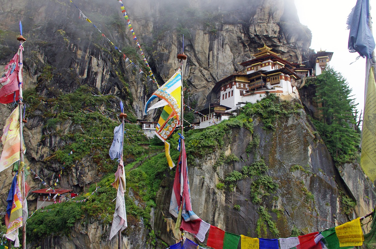 A secluded buddhist ashram in the mountains